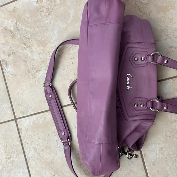 Coach Purple Leather Satchel with Removable Shoulder Strap - Picture 7 of 7